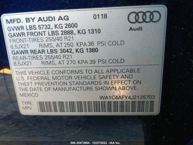 WA1C4AFY4J2125703 Audi Sq5 Prestige