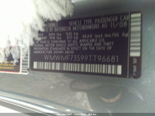 WMWMF73599TT96681 Mini Cooper Hardtop S