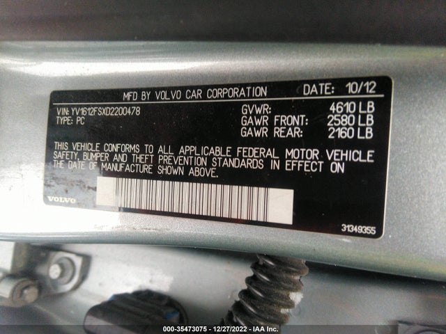 Volvo S60 T5 2013 YV1612FSXD2200478 Image 10