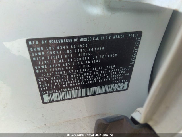 Volkswagen TAOS S 2022 3VVDX7B28NM046816 Image 11