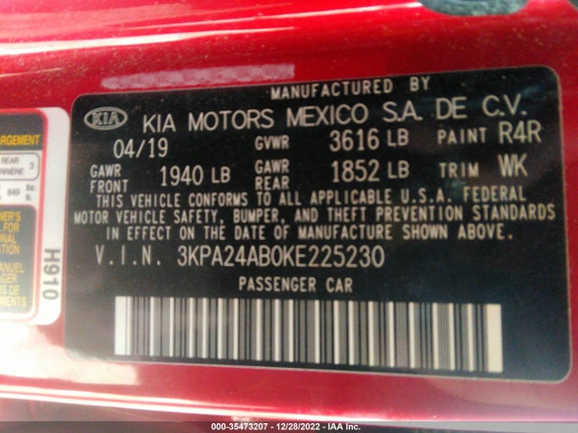 2019 Kia Rio, VIN: 3KPA24AB0KE225230