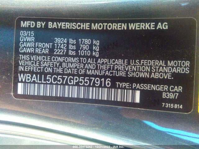 2016 BMW Z4, VIN: WBALL5C57GP557916