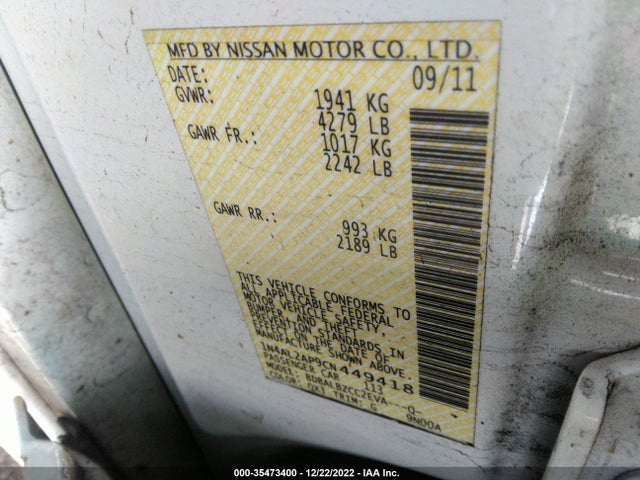 2012 NISSAN ALTIMA 2.5 S VIN: 1N4AL2AP9CN449418