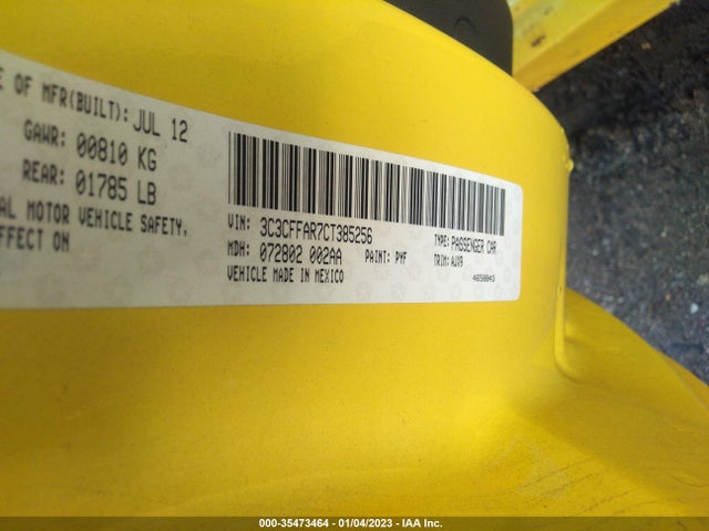 3C3CFFAR7CT385256 Fiat 500 POP