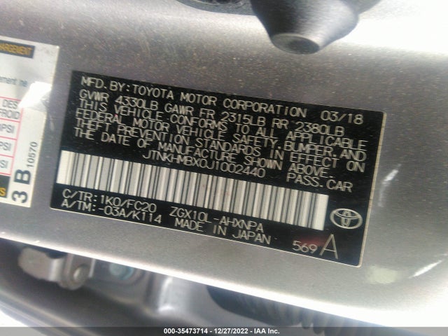 2018 Toyota CH-R, VIN: JTNKHMBX0J1002440