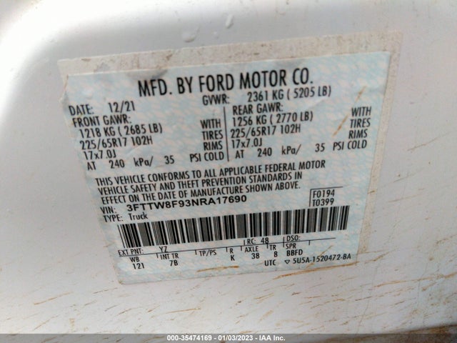 2022 Ford Maverick, VIN: 3FTTW8F93NRA17690