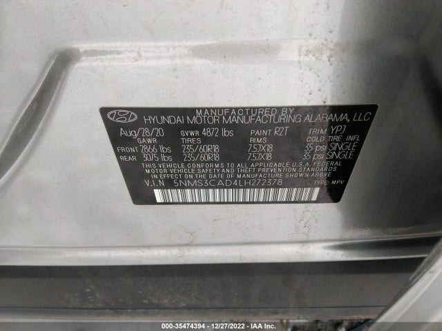 2020 Hyundai Santa Fe, VIN: 5NMS3CAD4LH272378