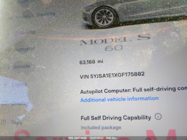 5YJSA1E1XGF175882 Tesla MODEL S