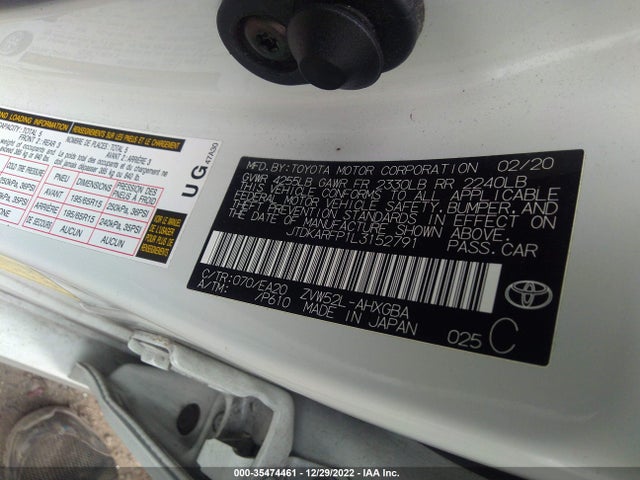 2020 Toyota Prius, VIN: JTDKARFP1L3152791