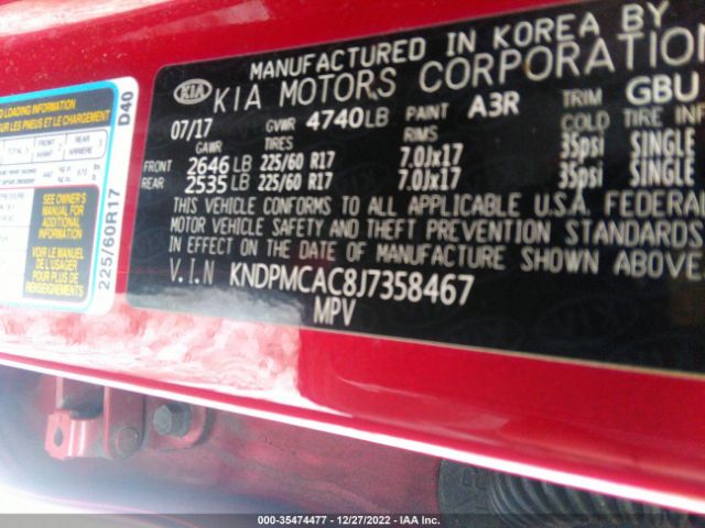 KNDPMCAC8J7358467 KIA Sportage Lx