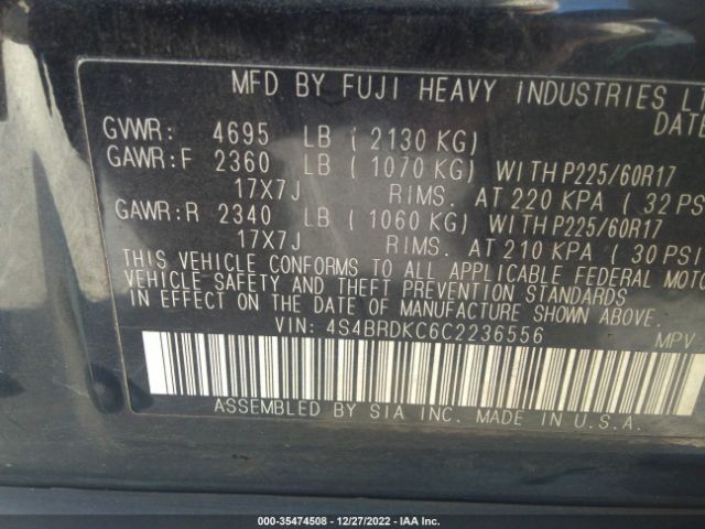 4S4BRDKC6C2236556 Subaru Outback 3.6r Limited