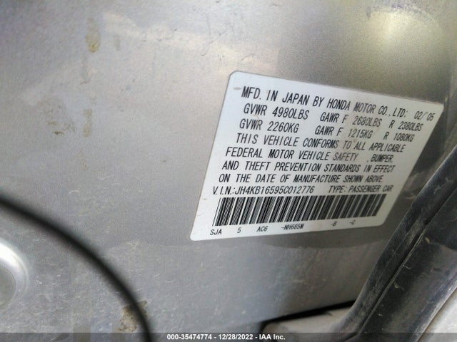 Acura RL 2005 JH4KB16595C012776 Image 10