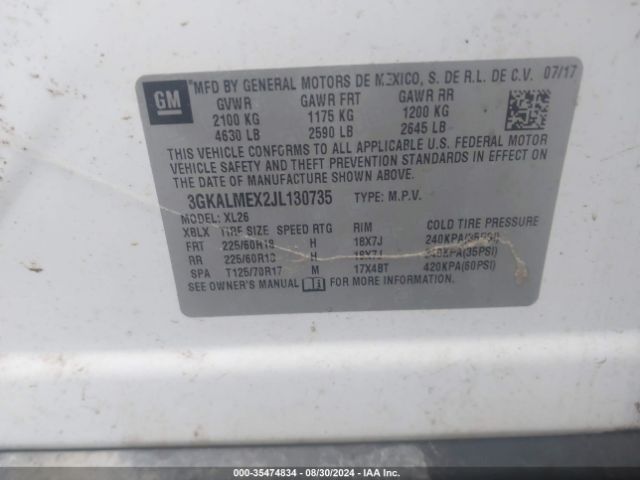3GKALMEX2JL130735 GMC Terrain Sle