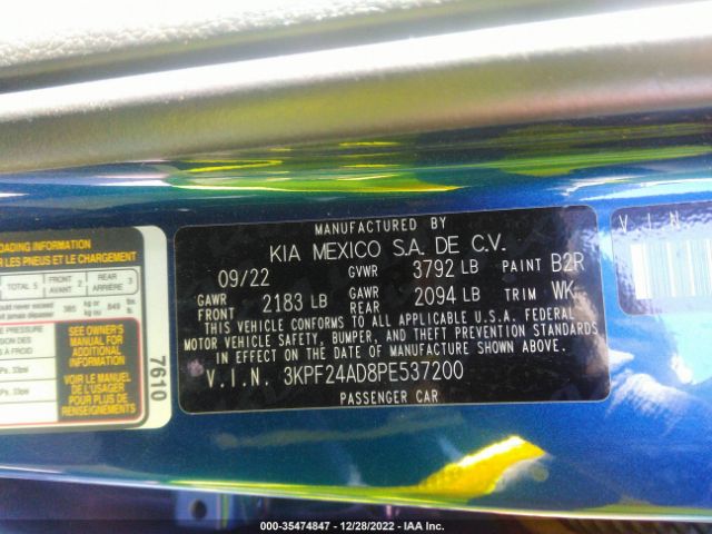 3KPF24AD8PE537200 KIA Forte Lxs