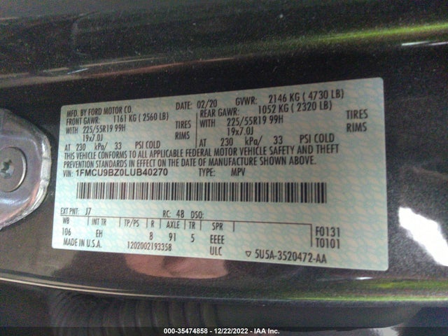2020 Ford Escape, VIN: 1FMCU9BZ0LUB40270