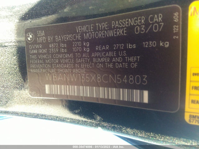 BMW 535 2008 WBANW135X8CN54803 Image 9