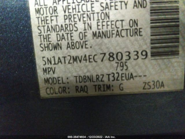 5N1AT2MV4EC780339 Nissan Rogue Sl
