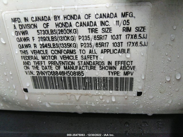 Acura Mdx Touring W/navi 2006 2HNYD18846H508185 Image 11
