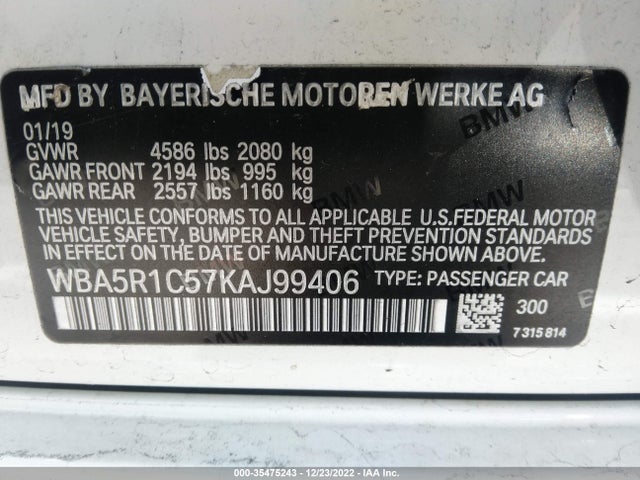 BMW 3 Series 330i 2019 аукцион фото