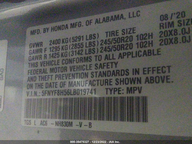 Honda Passport Ex-l 2020 5FNYF8H56LB019741 Image 9