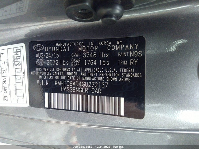 2016 Hyundai Veloster, VIN: KMHTC6AD4GU272137