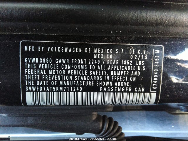 2019 Volkswagen Beetle, VIN: 3VWFD7AT5KM711240