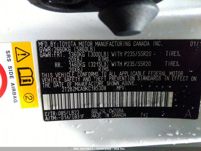2019 Lexus RX, VIN: 2T2BZMCA9KC185308