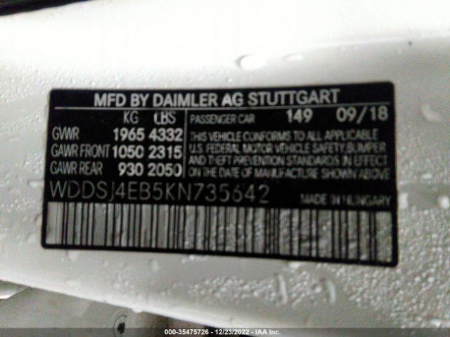 WDDSJ4EB5KN735642 Mercedes-Benz Cla Cla 250