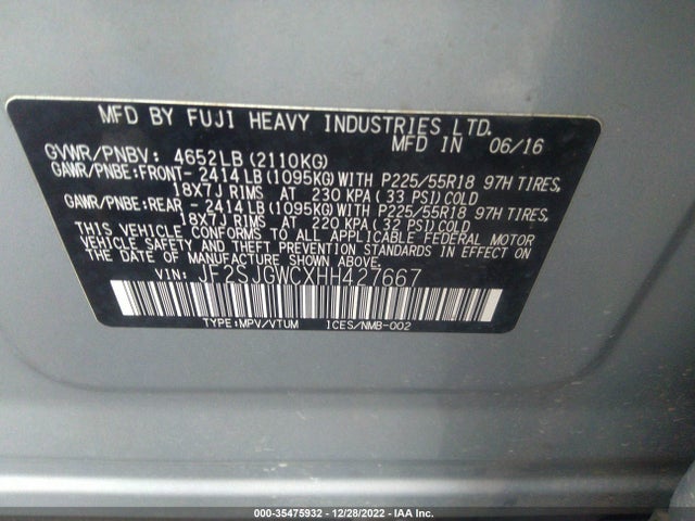 2017 Subaru Forester, VIN: JF2SJGWCXHH427667