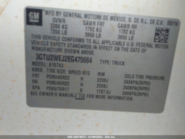GMC Sierra 1500 Denali 2014 3GTU2WEJ2EG475684 Image 9