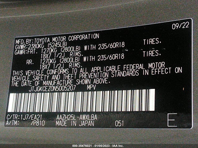 2022 Lexus NX, VIN: JTJGKCEZ0N5005207