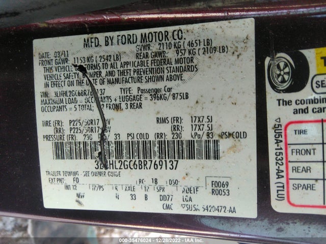 Lincoln MKZ 2011 3LNHL2GC6BR769137 Image 9