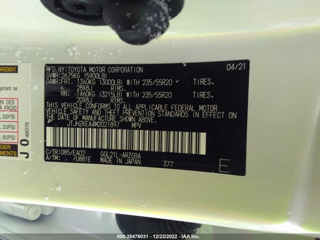 2021 Lexus RX, VIN: JTJHZKEA4M2021897