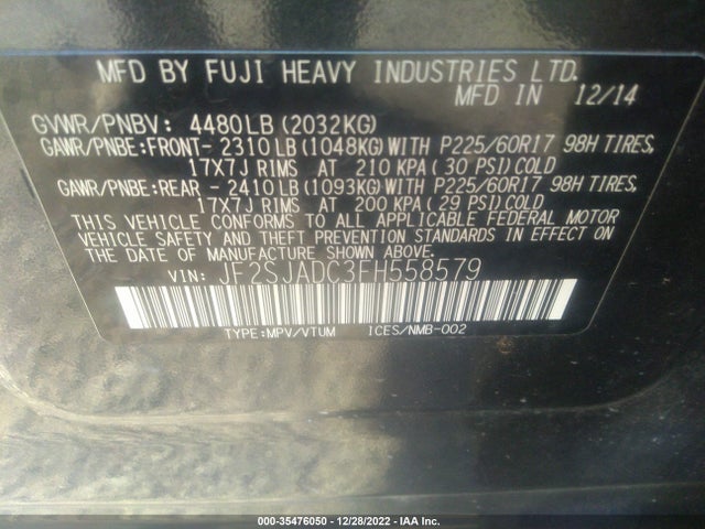 2015 Subaru Forester, VIN: JF2SJADC3FH558579
