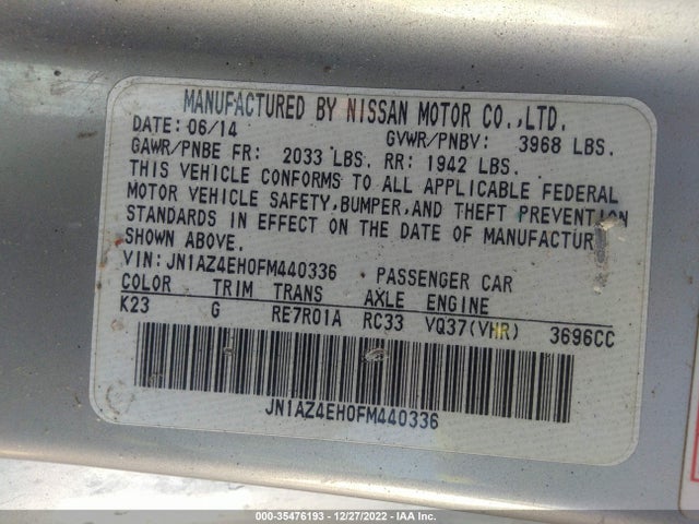 2015 Nissan Z, VIN: JN1AZ4EH0FM440336