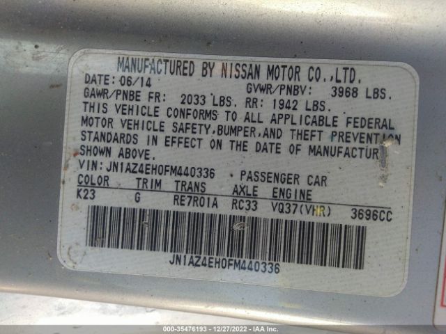 JN1AZ4EH0FM440336 Nissan 370z Touring