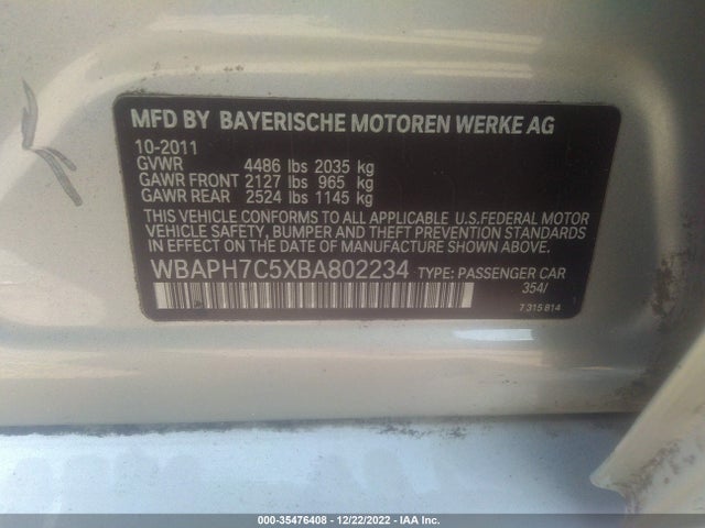 BMW 3 Series 328i 2011 WBAPH7C5XBA802234 Image 10