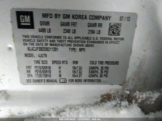 2013 BUICK ENCORE CONVENIENCE VIN: KL4CJFSB2DB211281