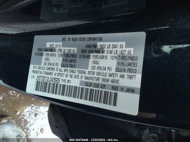 2020 MAZDA CX-9 TOURING VIN: JM3TCBCY2L0405905