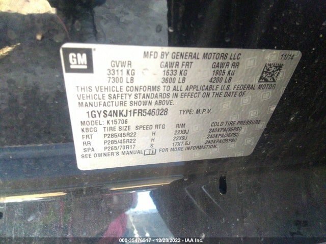 1GYS4NKJ1FR546028 Cadillac Escalade Premium