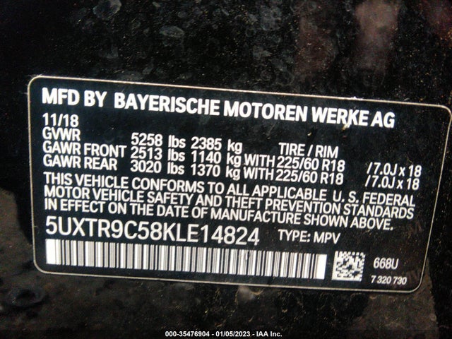 2019 BMW X3, VIN: 5UXTR9C58KLE14824