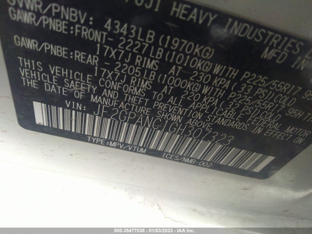 2016 Subaru Crosstrek, VIN: JF2GPANC1GH307323