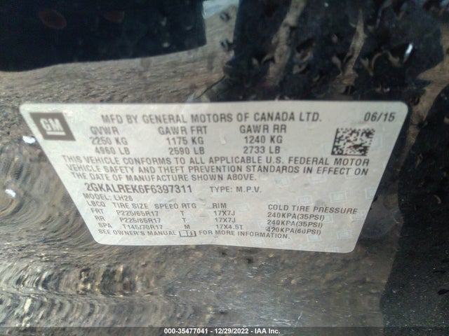2015 GMC Terrain, VIN: 2GKALREK6F6397311