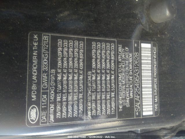 SALAF25495A312628 Land Rover LR3 HSE