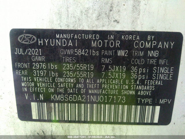 2022 Hyundai Santa Fe, VIN: KM8S6DA21NU017173