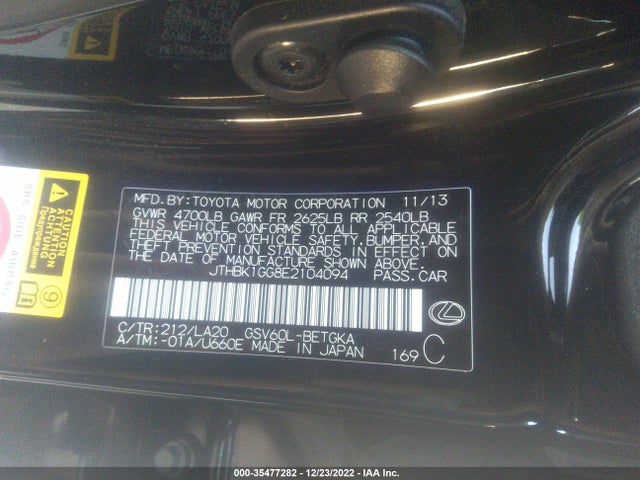 Lexus ES 350 2014 JTHBK1GG8E2104094 Image 10