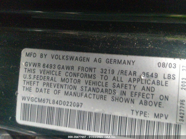 WVGCM67L84D022097 Volkswagen Touareg