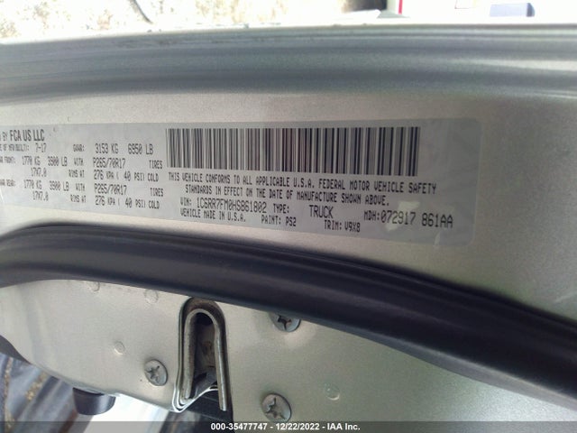 RAM 1500 Tradesman 2017 1C6RR7FM0HS861802 Image 10