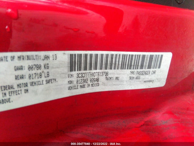 3C3CFFFHXDT613736 Fiat 500