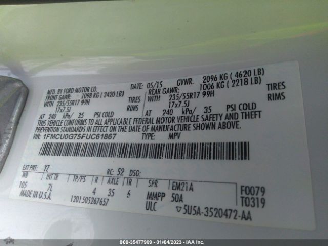 1FMCU0G75FUC61867 Ford ESCAPE SE